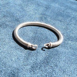 "David Yurman Buckle Bracelet in Sterling Silver with Pave Diamonds (2.6 mm)"